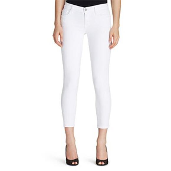 J Brand Skinny Crop Women 31 Mid Rise White Fray Hem Denim 3910c070 USA Made - Picture 1 of 8